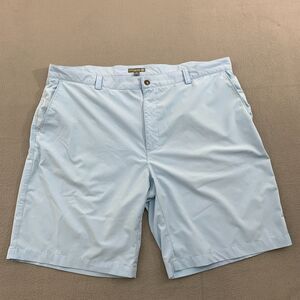 Peter Millar Golf Shorts Mens Size 42 Stretch Flat Front Chino Blue 10" Inseam